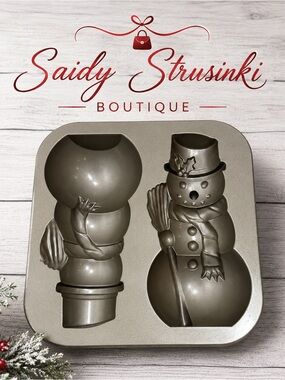 Nordic Ware 10 Cup 3D Snowman Cake Baking Pan Mold Cast Aluminum USA holidays